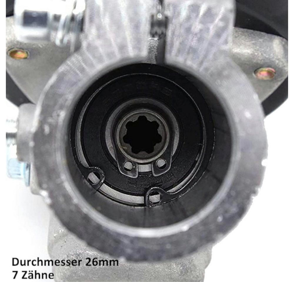 Trade-Shop Motorsensenmesser Getriebekopf 3x passend für Motorsense Freischneider mit 26mm Rohr (3-St), Gewinde: M10 x 1,25 (links), Ausführung: 7-Zahn Antriebswelle Bild 3