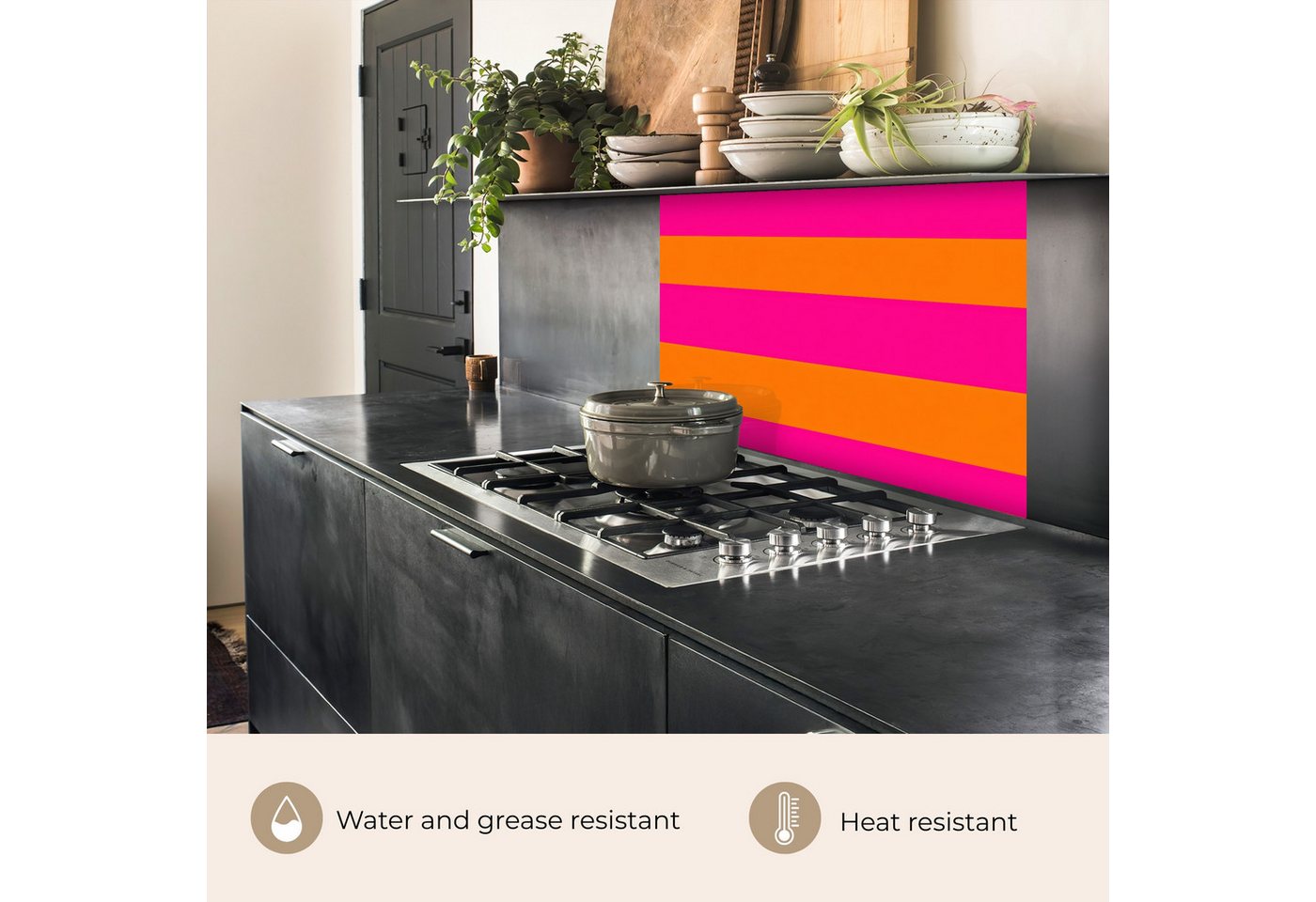 KitchenYeah Küchenrückwand selbstklebend (keine Folie) Streifen - Horizontal - Rosa, (1-tlg), Spritzschutz, Küche, Rückwand, Küchenwand, Küchenfront, 80x60 cm Bild 2