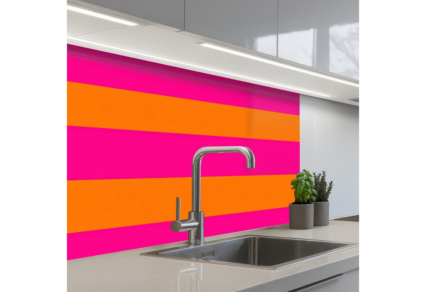 KitchenYeah Küchenrückwand selbstklebend (keine Folie) Streifen - Horizontal - Rosa, (1-tlg), Spritzschutz, Küche, Rückwand, Küchenwand, Küchenfront, 80x60 cm Bild 5