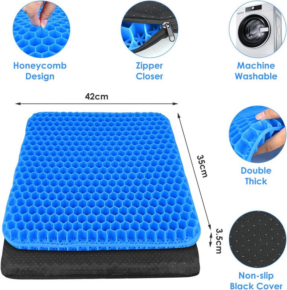 FELIXLEO Multitool Gel Sitzkissen Weiches Kissen Wabenmuster Doppeltes Gelkissen Bild 5
