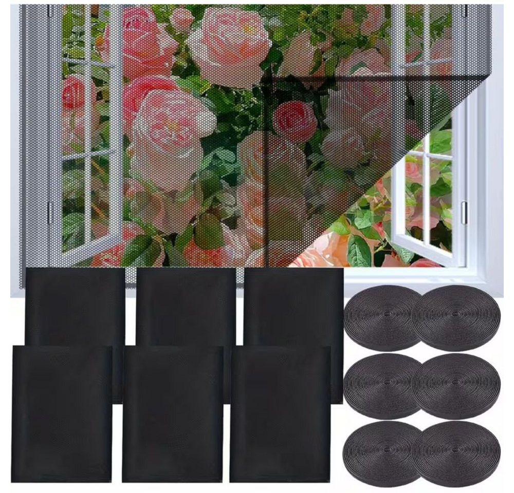 LIVINO Fliegengitter-Gewebe 6er Fliegengitter Fenster 130x150cm Weiß zuschneidbar ohne Bohren, (Mehrteiliges Fenster Netz Set, 6 Stück Fliegengitter Set), Selbstklebend, transparent, zuschneidbar, luftdurchlässig Bild 2