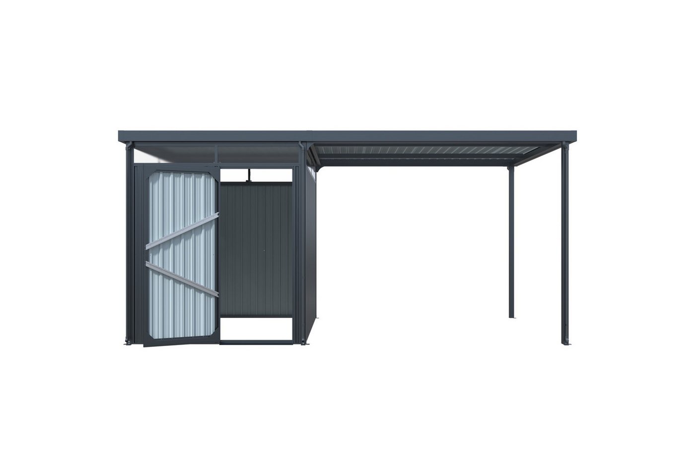 HOME DELUXE Terrasse Gartenhaus inkl. Überdachung LEVANTO, BxT:490x245 cm, Kombi-Set aus Geräteschuppen und Überdachung Bild 2