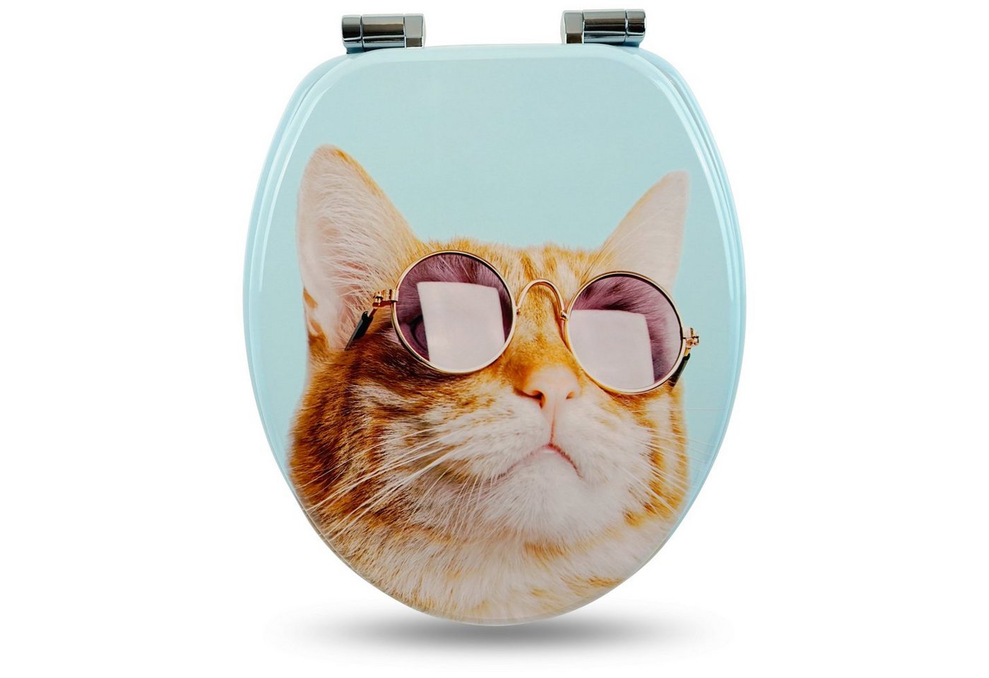 Sanfino WC-Sitz "Cool Cat“ Premium Toilettendeckel mit Absenkautomatik aus Holz, bunter WC Sitz mit Motiv, hoher Sitzkomfort, einfache Montage Bild 3