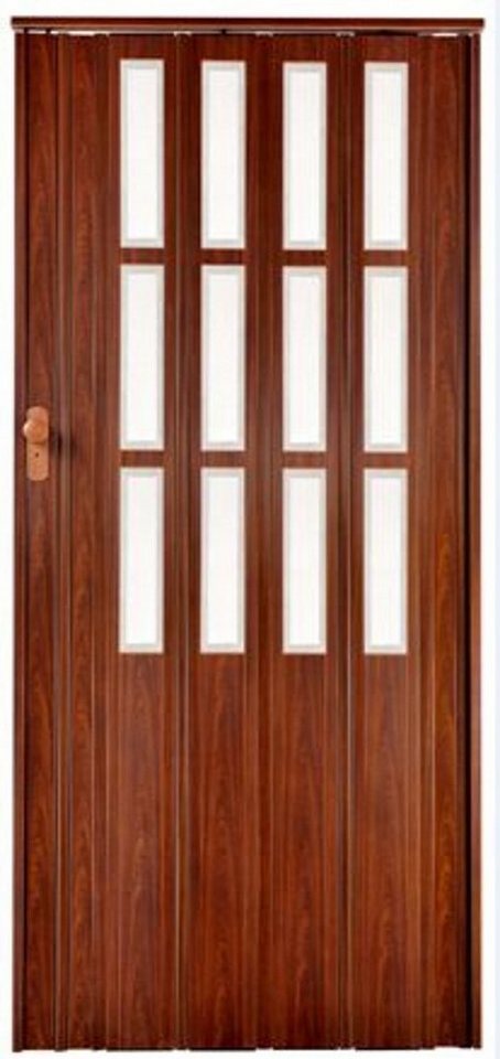 Standom Falttür Schiebetür Tür Mahagoni + Fenster Schloss H.203cm Türbreite bis 100 cm (1 Karton, 1-St., 1 Set), teils vormontiert Bild 3