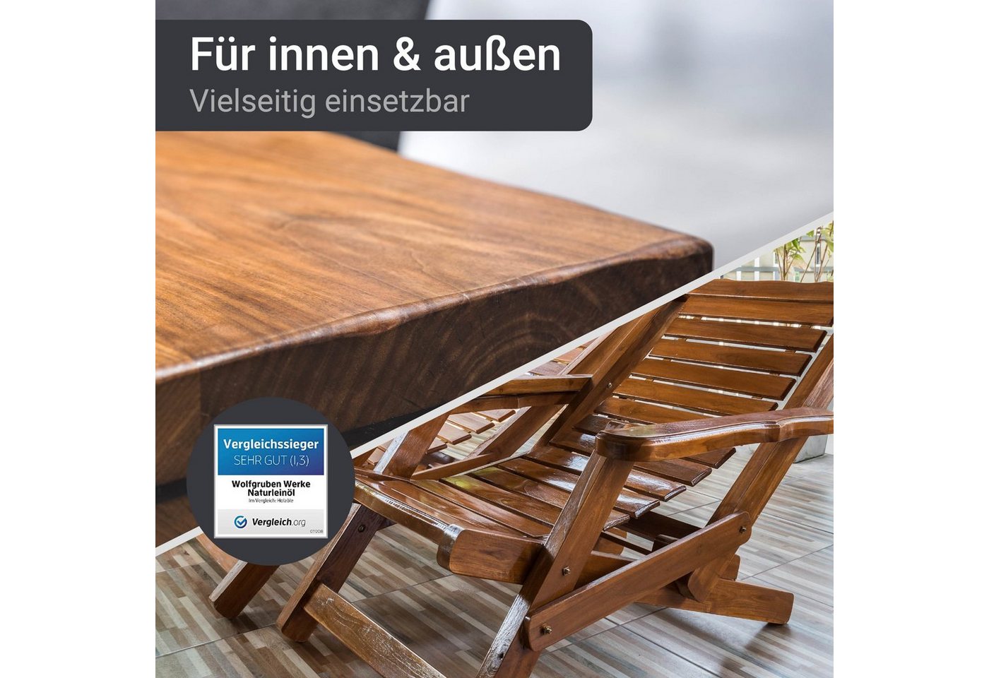 WO-WE Hartholzöl Natur Leinöl Holzschutz Holzpflege Pflegeöl W200, 0,75-10L, Lösemittelfrei