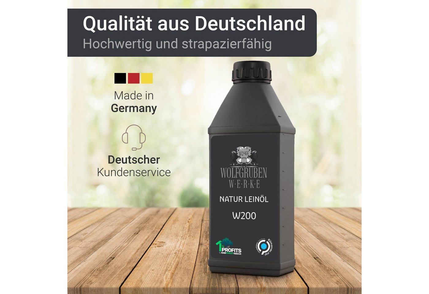 WO-WE Hartholzöl Natur Leinöl Holzschutz Holzpflege Pflegeöl W200, 0,75-10L, Lösemittelfrei Bild 4