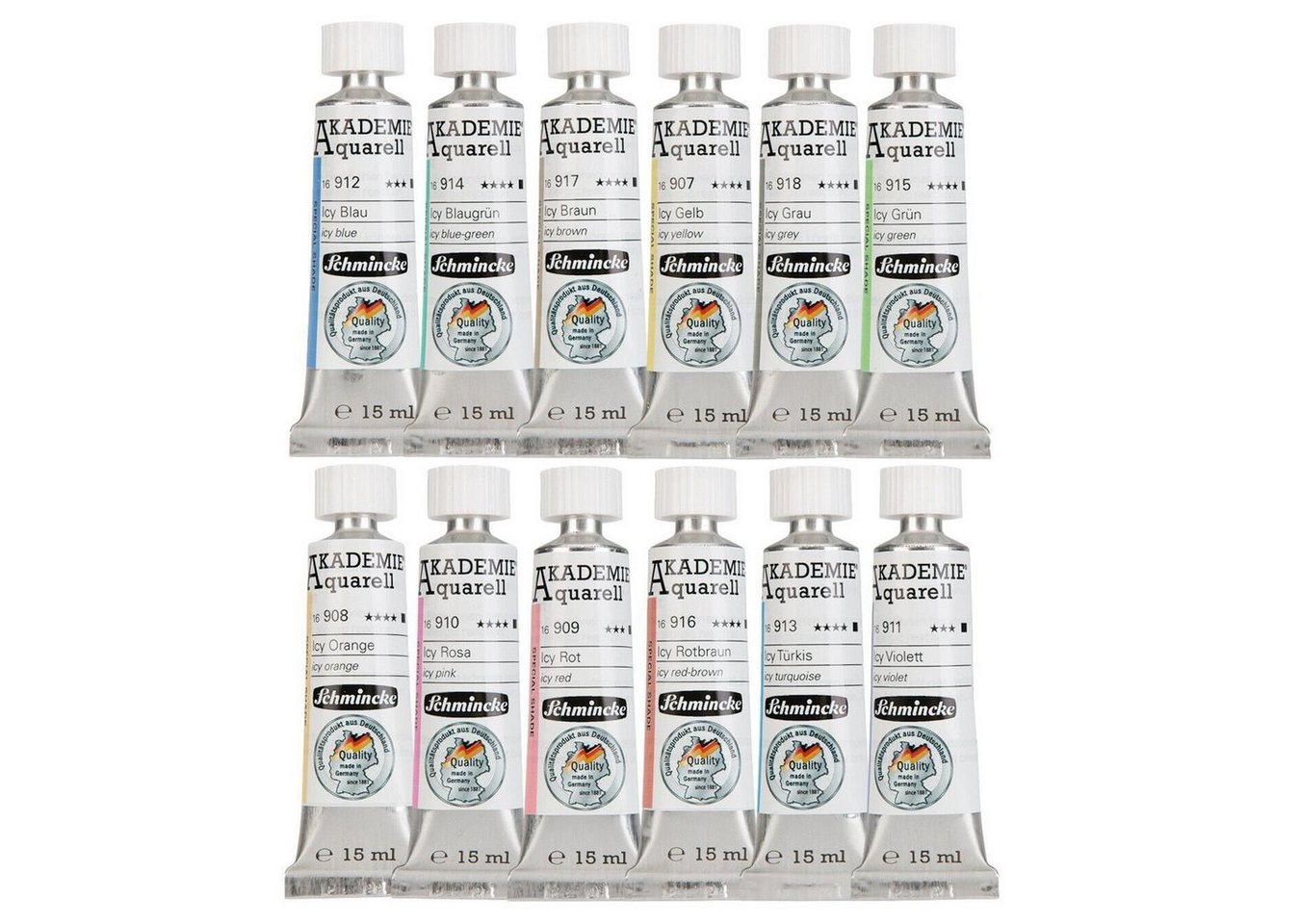 Schmincke Aquarellfarbe AKADEMIE® Aquarell Icy Pastell Tuben, 12x 15ml Set