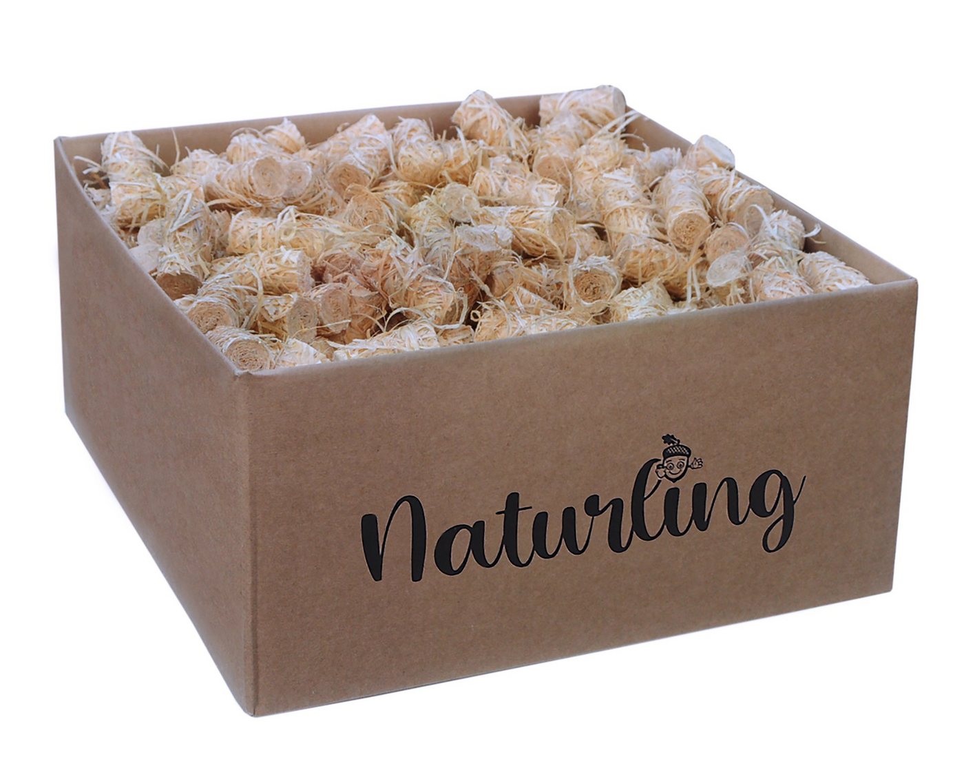 naturling Grillanzünder Holzwolle Anzünder gewachst, 5 kg, (400-St), natürliche Bio Anzündwolle für Kamin und Grill Bild 2