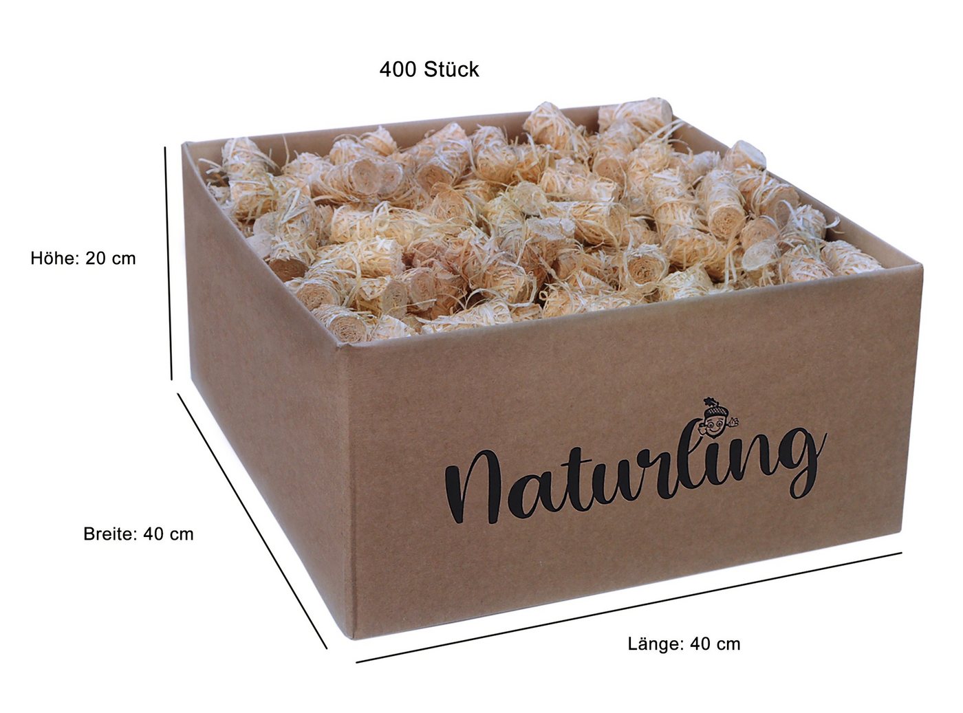 naturling Grillanzünder Holzwolle Anzünder gewachst, 5 kg, (400-St), natürliche Bio Anzündwolle für Kamin und Grill Bild 4