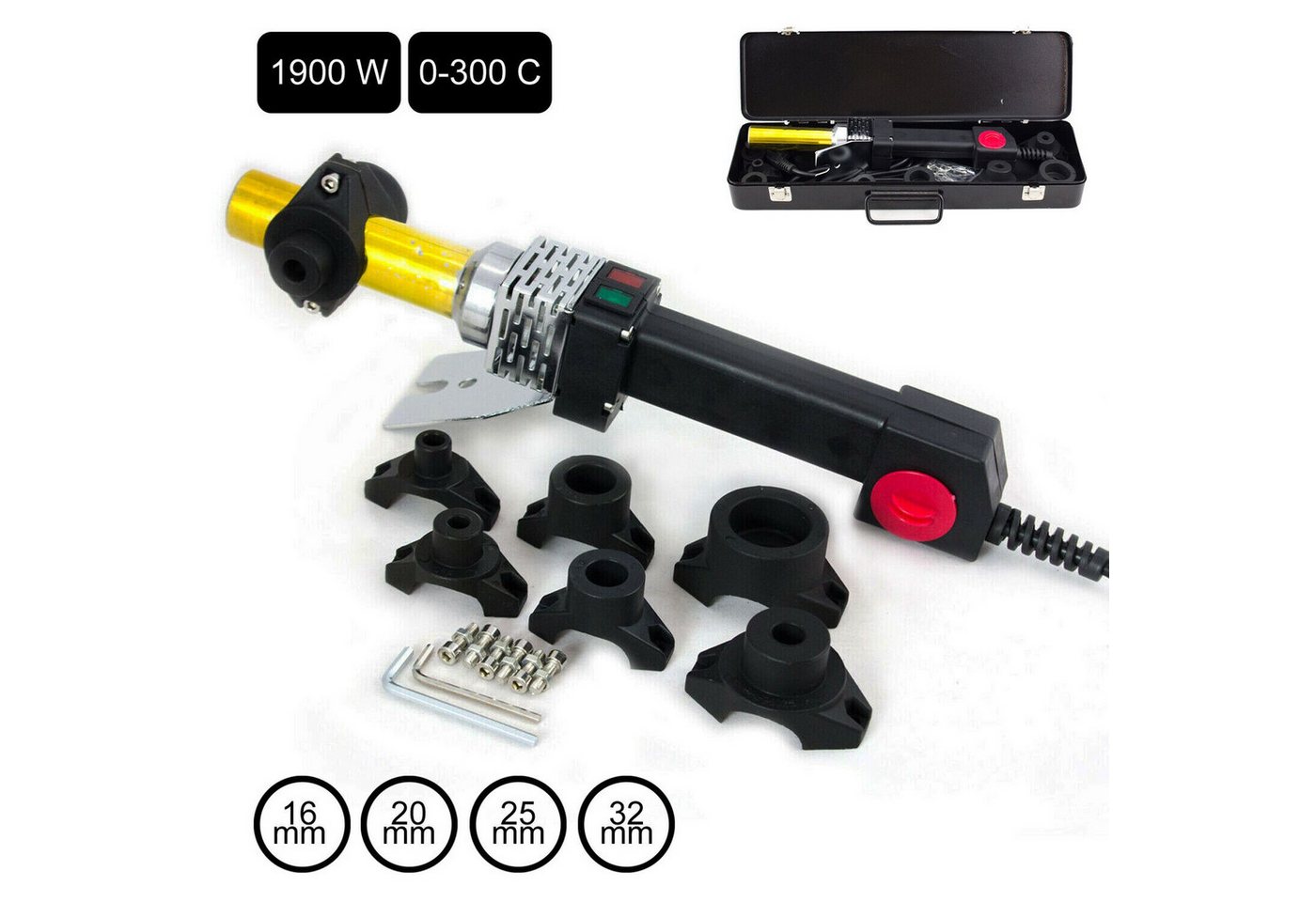 Falon-Tech Elektroschweißgerät Muffenschweißgerät PE-Rohr Schweißgerät 1900W PE PP PB PVDF 16-32mm, 1-tlg.