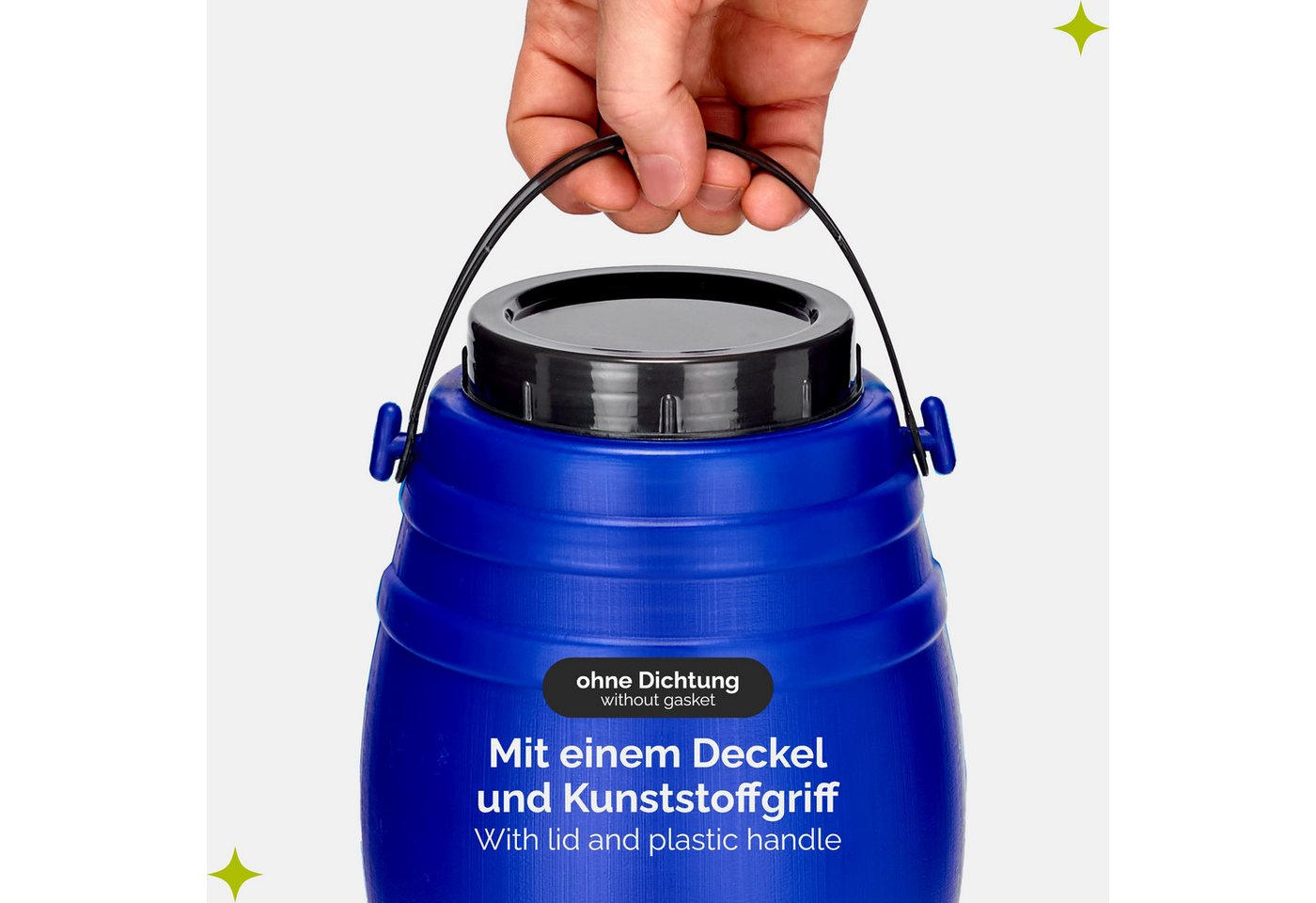 Garronda Regentonne 4L Behälter mit Deckel Weithalsfass BPA-frei GD-0086, Blau, 4 l, (1-tlg), BPA-Frei