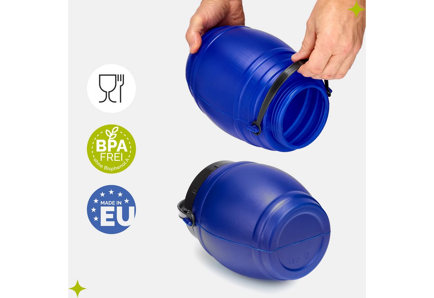 Garronda Regentonne 4L Behälter mit Deckel Weithalsfass BPA-frei GD-0086, Blau, 4 l, (1-tlg), BPA-Frei Bild 4