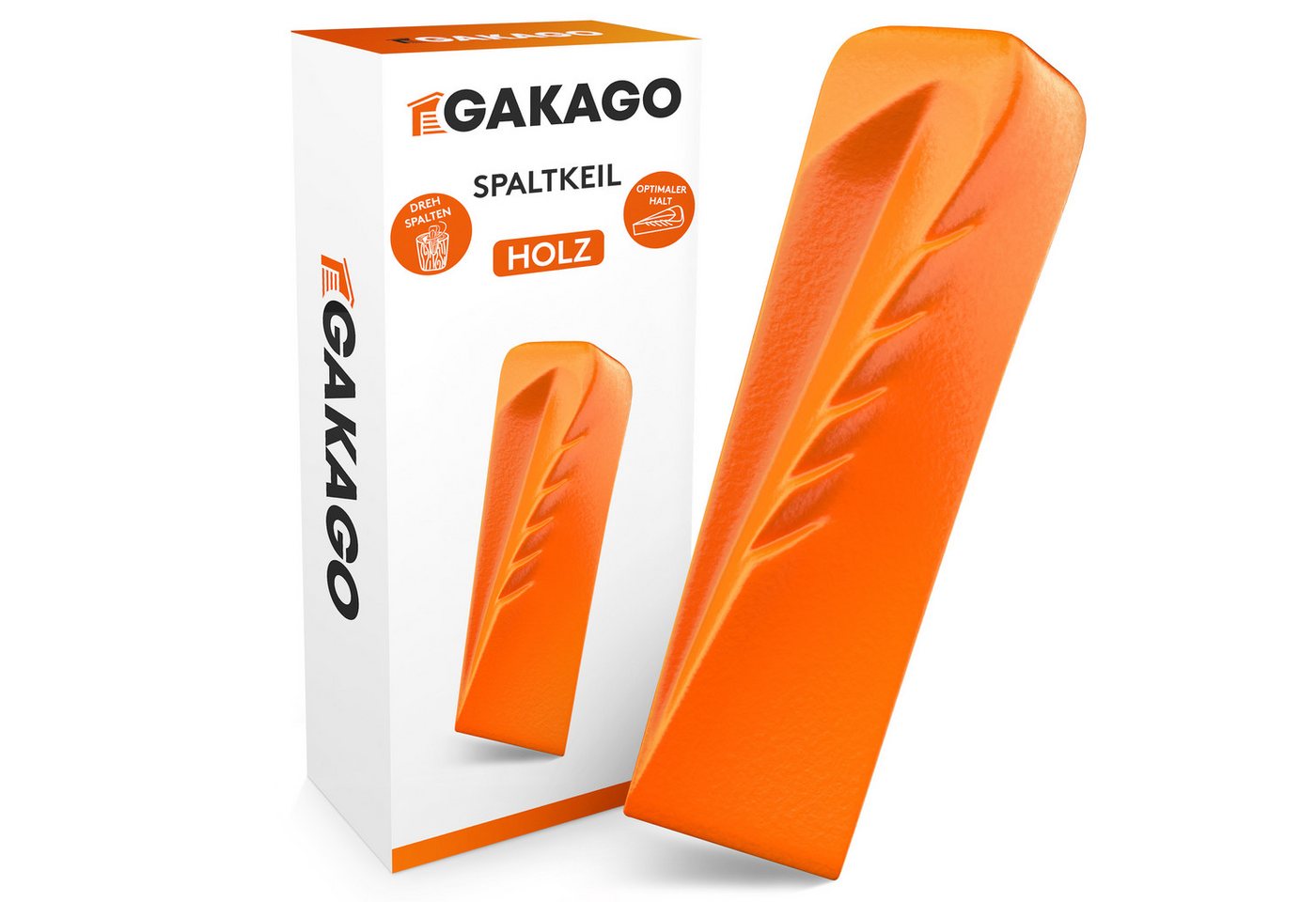 Gakago Drehspaltkeil für Holz, (1-St), - Kraftvoller Spaltkeil aus geschmiedetem Vollstahl und Signalfarbe Bild 2