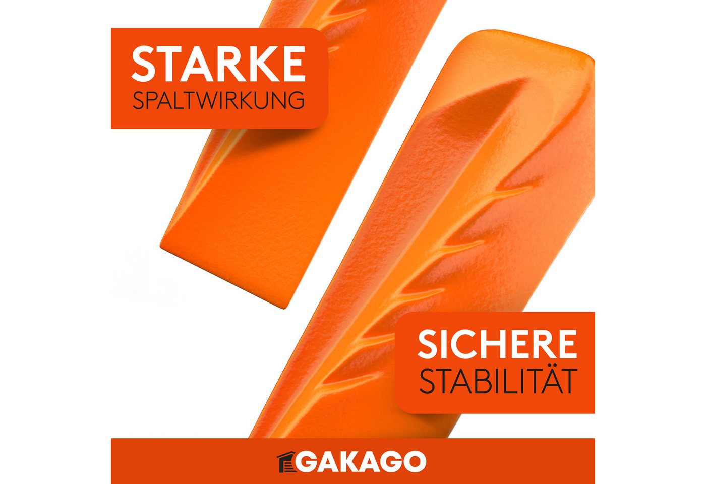 Gakago Drehspaltkeil für Holz, (1-St), - Kraftvoller Spaltkeil aus geschmiedetem Vollstahl und Signalfarbe Bild 3
