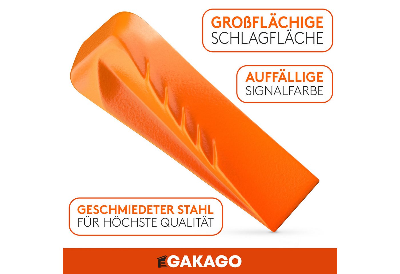Gakago Drehspaltkeil für Holz, (1-St), - Kraftvoller Spaltkeil aus geschmiedetem Vollstahl und Signalfarbe Bild 5