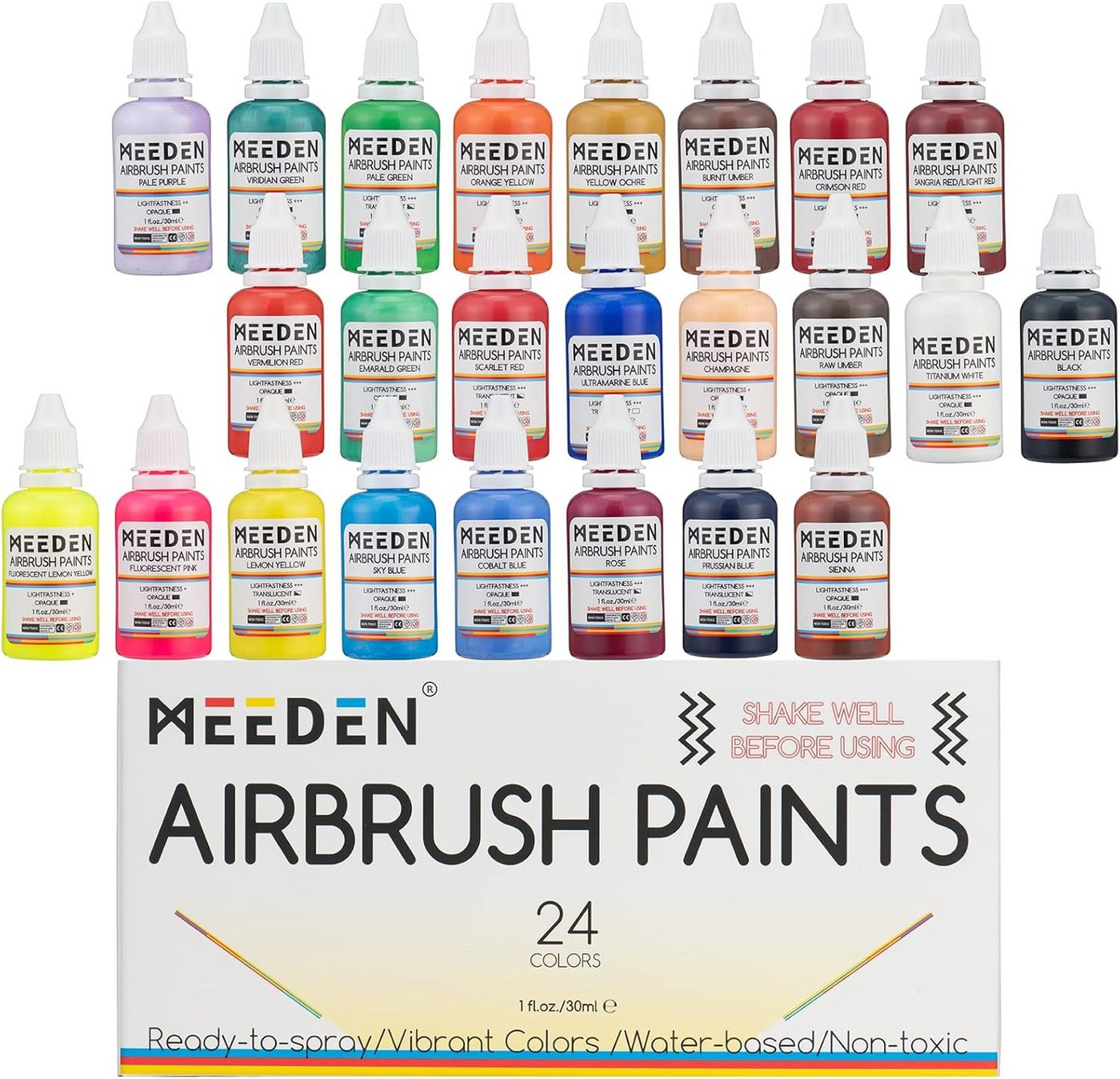 TSE Acrylfarbe MEEDEN Airbrush Farben 24er – Perfekte Farben Bild 4