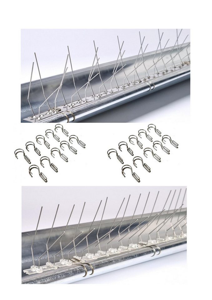 SAFA Taubenspikes Metallclips für Befestigung Taubenabwehr an der Dachrinne, 20 Clips Packung, 10-St., Für SAFA Taubenabwehrspikes, für Dachrinne Bild 2