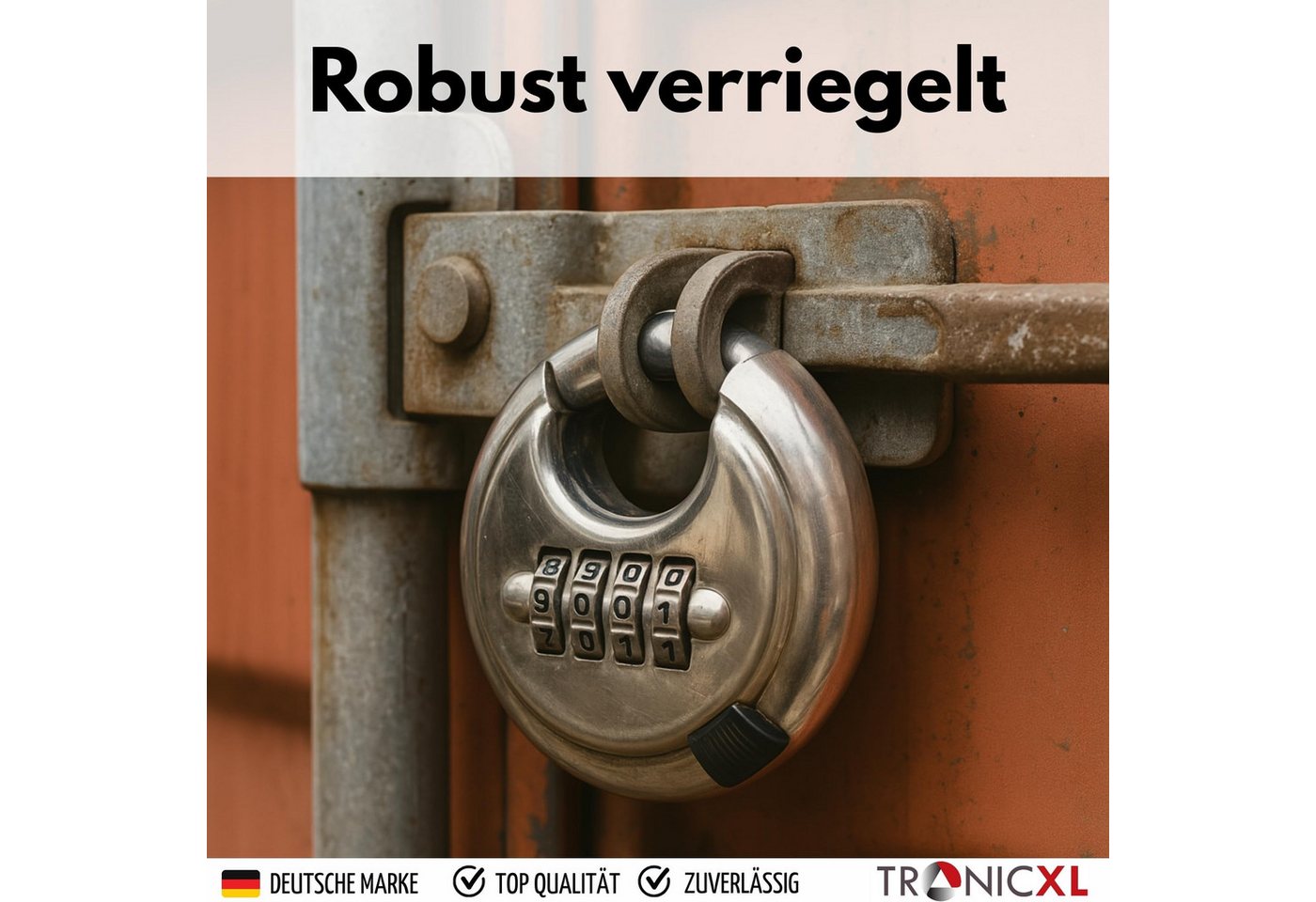 TronicXL Vorhängeschloss 2 Rundbügelschloss Set Vorhängeschloss Zahlenschloss Edelstahl Schloss, (2-tlg), Bügelschloss Keller Spind Sicherheit Profi Bild 4
