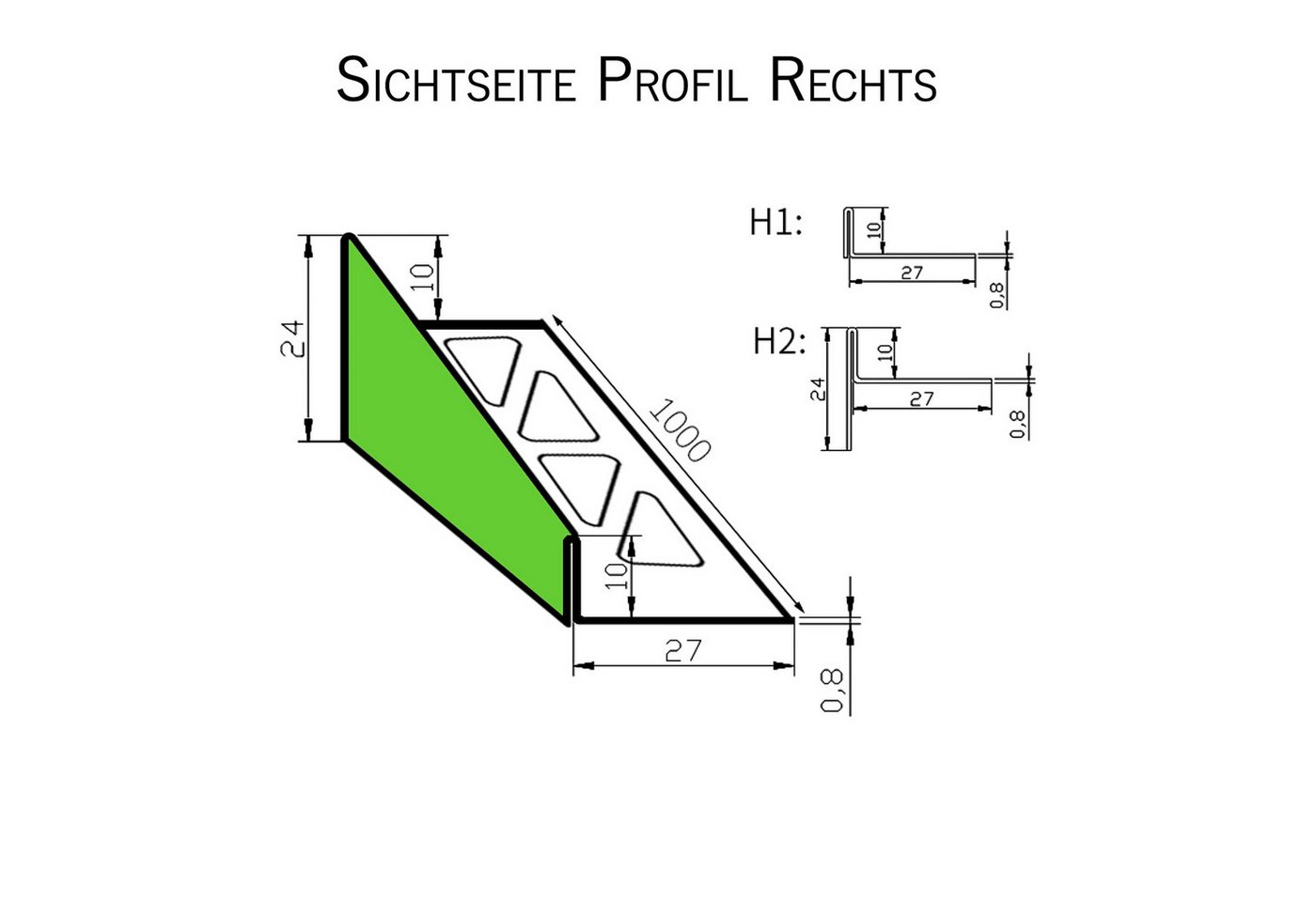 tktrading24 Abschlussprofil Edelstahl Keilprofil gebürstet 10mm Gefälleprofil für begehbare Dusche