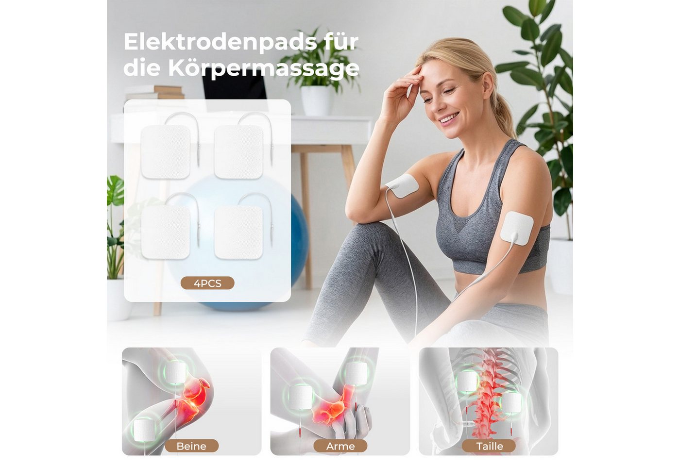 AKKEE EMS-Fußmassage-Gerät Medic Durchblutungsstimulator für Füße & Beine 500/1200mah, (Inkl. 4 TENS-Pads), für Entspannung, Muskelkräftigung und Schmerzbehandlung