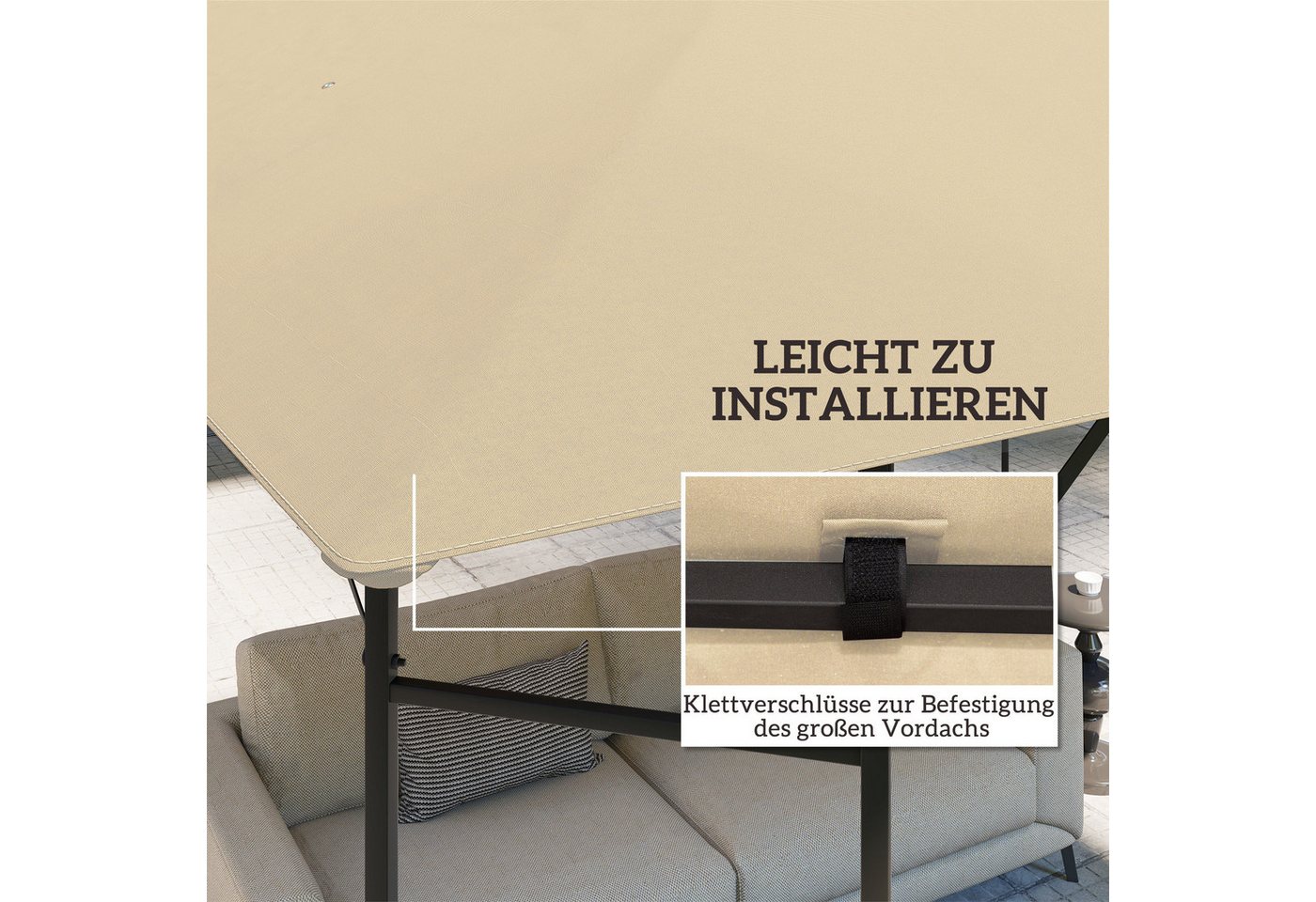Outsunny Pavillon-Ersatzdach Ersatzdach für Pavillon 3x3 m UPF30+ Gartenpavillon Ersatzteile, 370 g/m², 298 x 298 cm (wasserabweisend Pavillondach, Ersatzbezug), aus Oxford-Stoff, 370 g,m², Beige