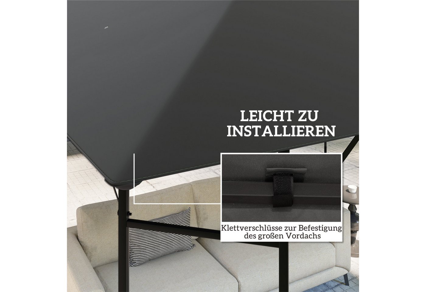 Outsunny Pavillon-Ersatzdach Ersatzdach für Pavillon 3x3 m UPF30+ Gartenpavillon Ersatzteile, 370 g/m², 298.0 x 298.0 cm (wasserabweisend Pavillondach, Ersatzbezug), aus Oxford-Stoff, 370 g,m², Grau Bild 3