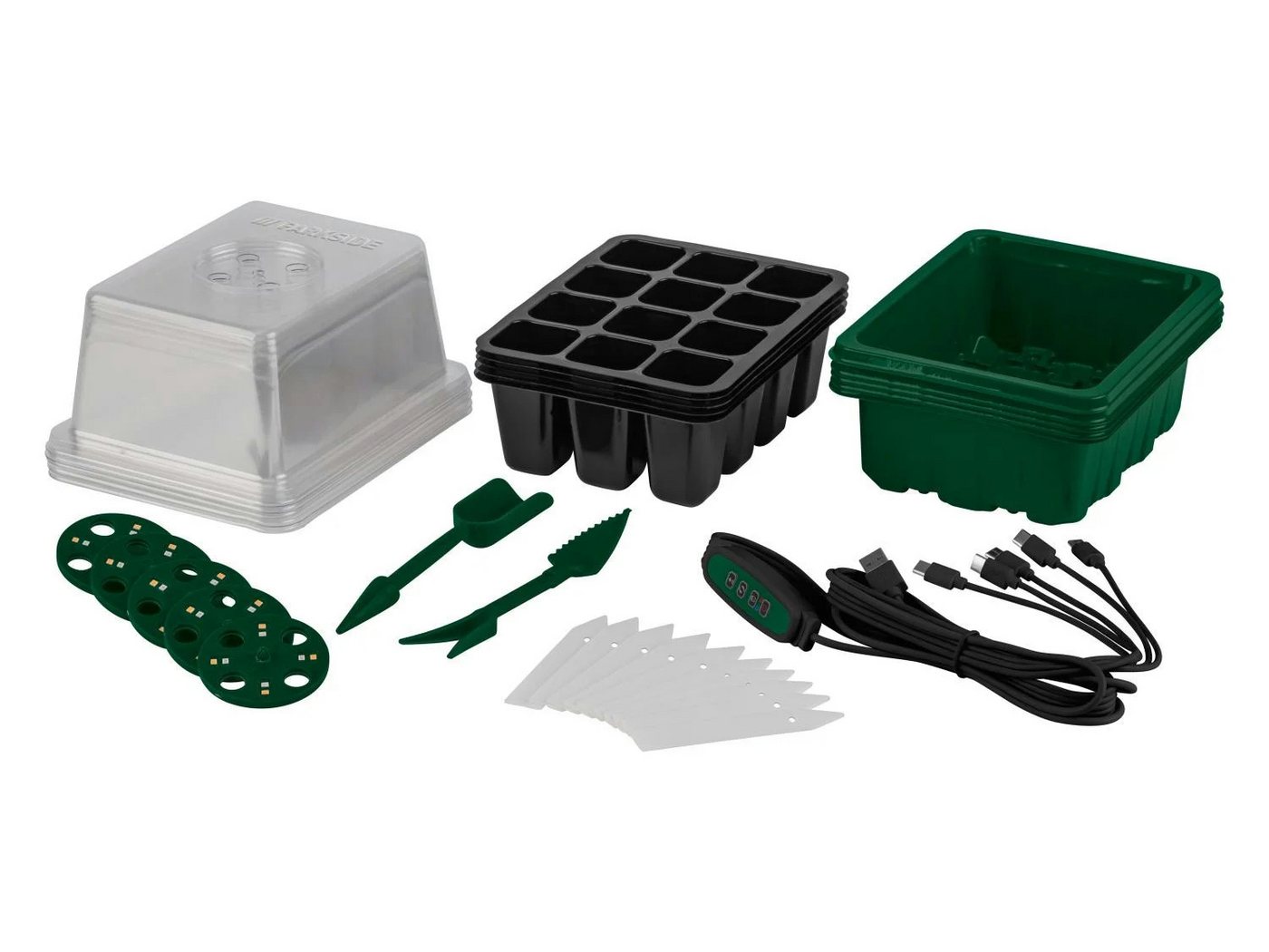 Parkside Anzuchttopf LED Anzuchtkasten Set mit Pflanzenlicht, Mini Gewächshaus (Set, 33 St., 5er-Set), LED Pflanzenlicht mit Timerfunktion Bild 5