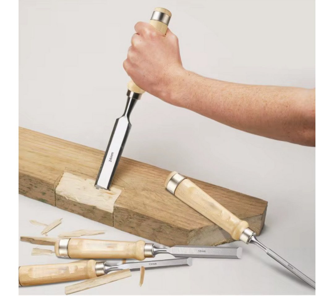 RACEL Stechbeitel Stechbeitel Set 4tlg 6‑24 mm Holzbeitel Stemmeisen Schnitzmesser, (Set, 4-tlg., Set), Scharf, präzise Bild 2