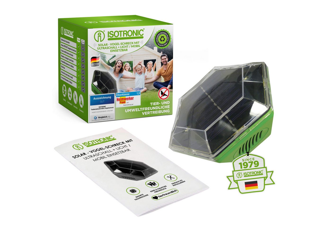ISOTRONIC Ultraschall-Tierabwehr Solar Vogelvertreiber, 1-tlg.
