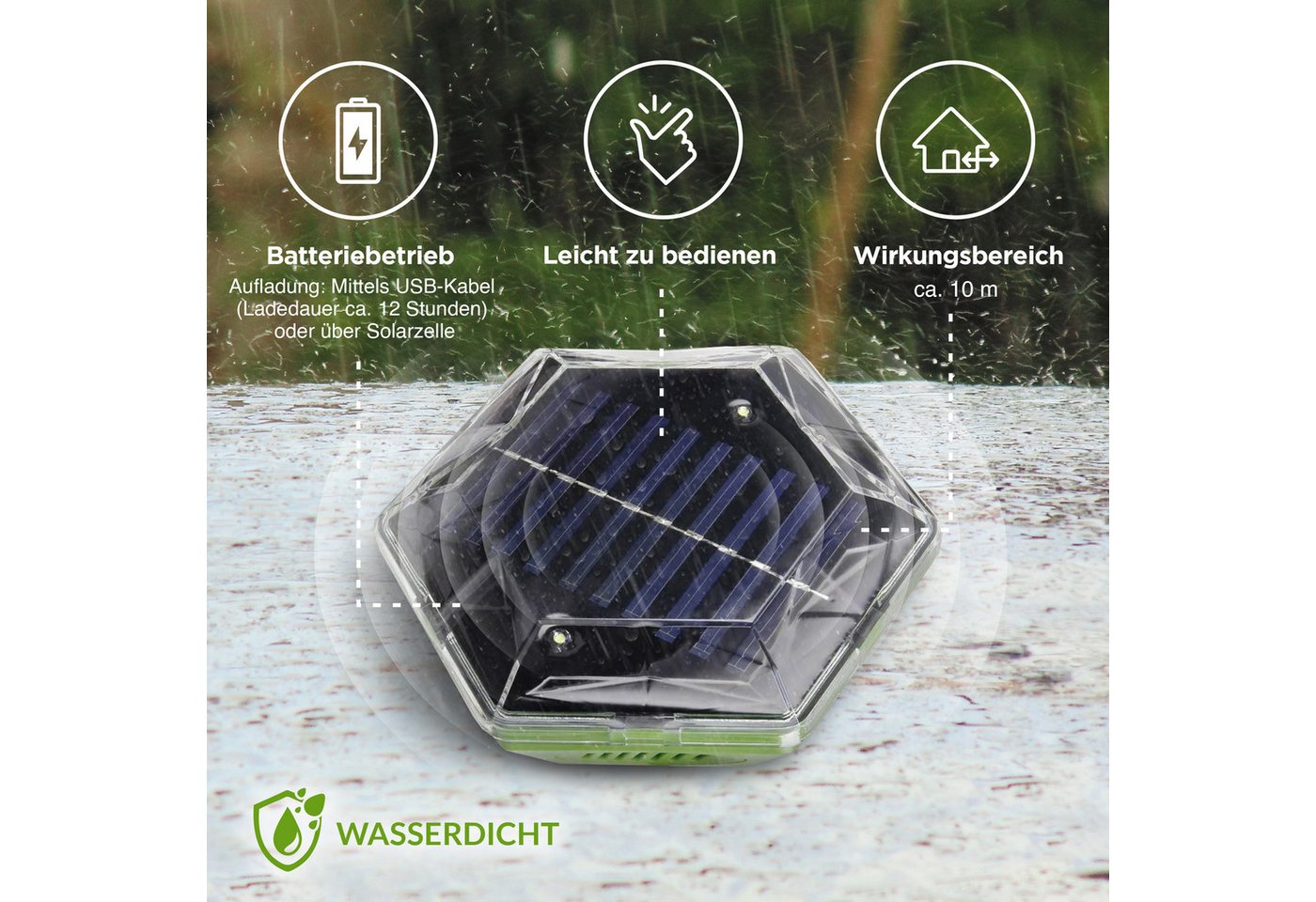 ISOTRONIC Ultraschall-Tierabwehr Solar Vogelvertreiber, 1-tlg. Bild 2