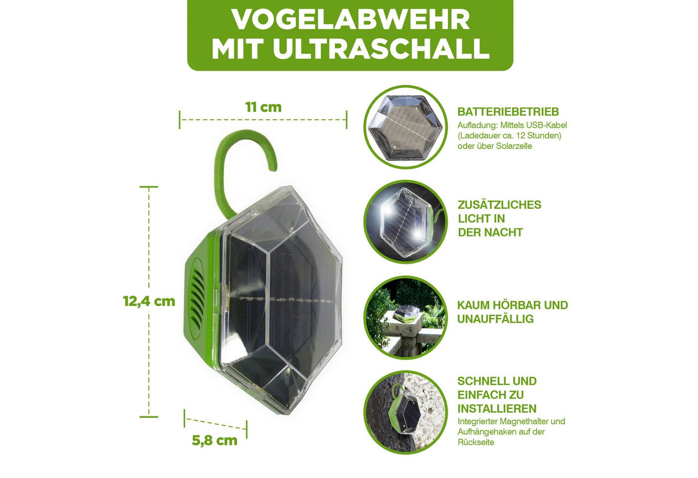 ISOTRONIC Ultraschall-Tierabwehr Solar Vogelvertreiber, 1-tlg. Bild 5