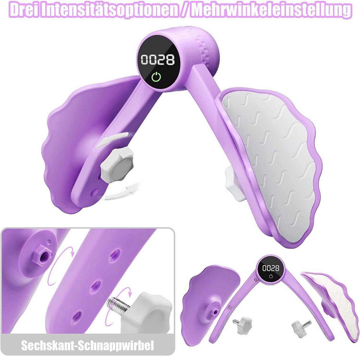wohnTRAUM24 Beckenbodentrainer Oberschenkeltrainer Beckenbodentrainer mit Zähler für Frauen, Stärkeeinstellung mit Drei Gängen und Intelligenter Datenchip, Po Trainer Beintrainer,Beine Trainingsgerät für Zuhause Damen Frau Bild 4
