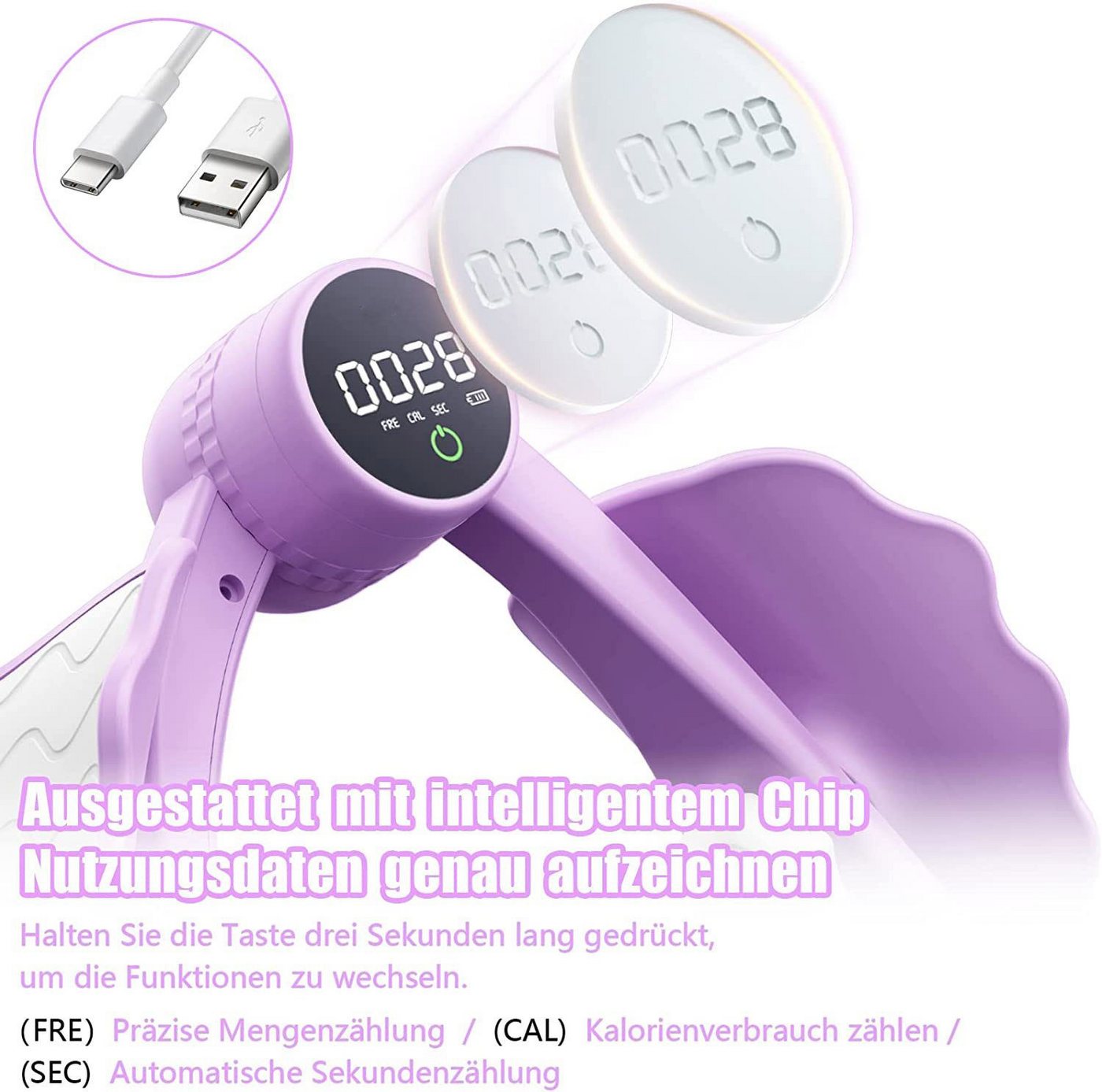 wohnTRAUM24 Beckenbodentrainer Oberschenkeltrainer Beckenbodentrainer mit Zähler für Frauen, Stärkeeinstellung mit Drei Gängen und Intelligenter Datenchip, Po Trainer Beintrainer,Beine Trainingsgerät für Zuhause Damen Frau Bild 5