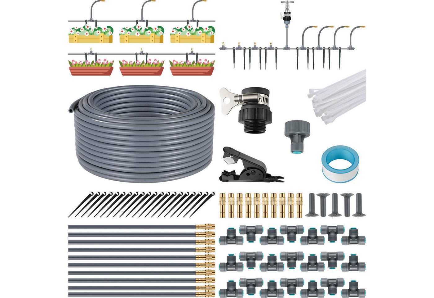 TLGREEN Bewässerungssystem 360° flexibel einstellbar Gartenbewässerungssystem, (20M Bewässerungsrohre Bewässerungssets, Quick-connect DIY Micro Drip System Bewässerung Kit,Misting System), für Garten Pflanzen, Landschaft, and Gewächshaus Bild 5