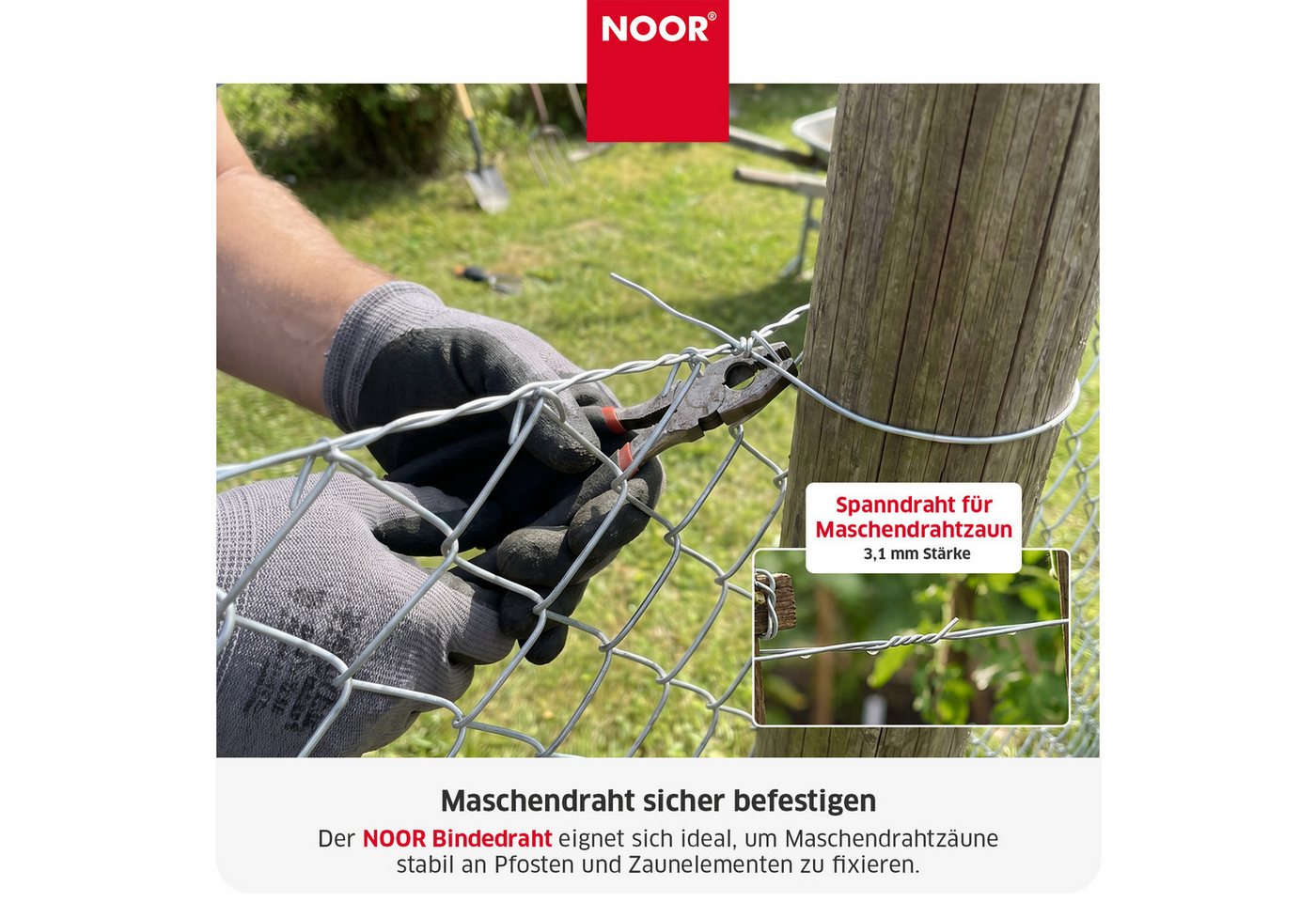 NOOR Bindedraht Spanndraht - Pflanzenfixierung/Zaunbefestigung - verschiedene Längen, Witterungsbeständiger Befestigungsdraht - vielseitig einsetzbar Bild 2