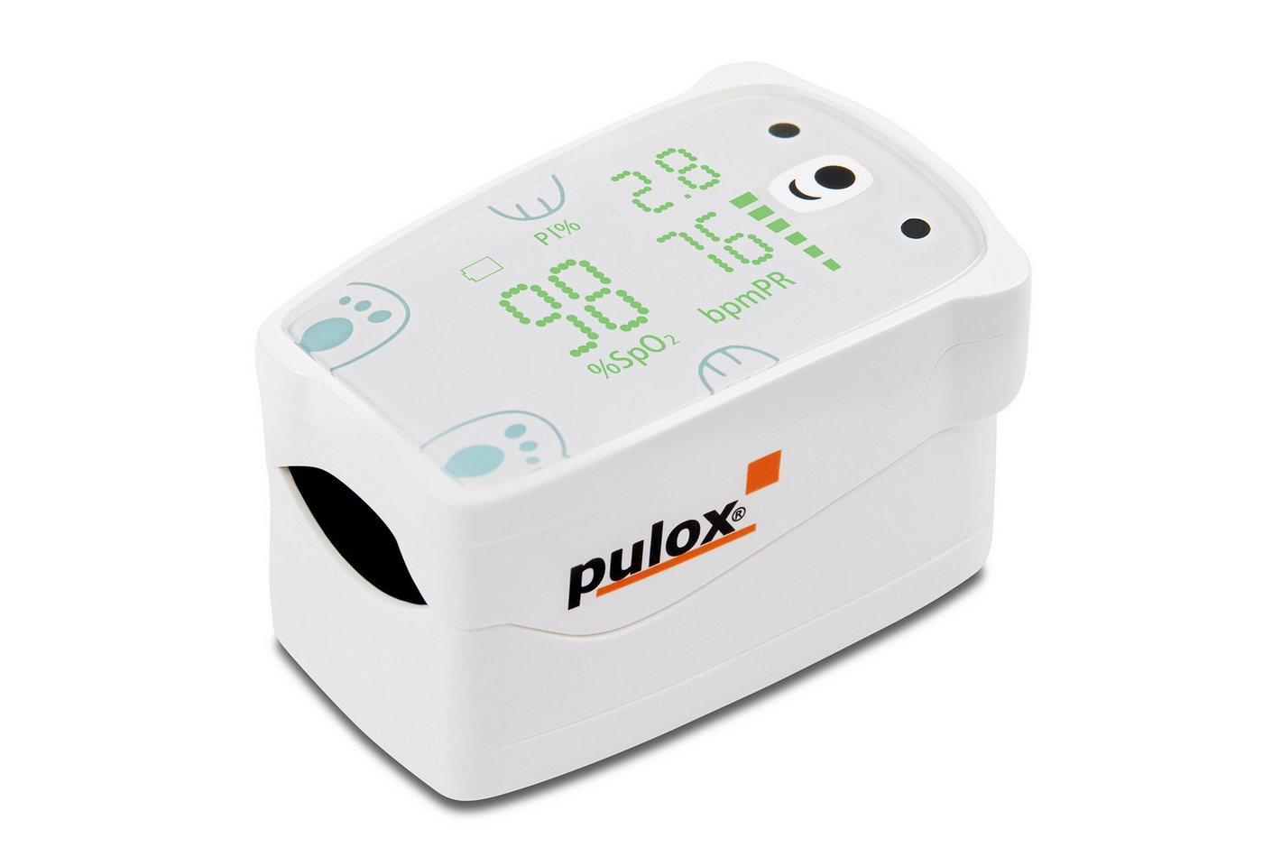 pulox Pulsoximeter PO-235 - Fingeroximeter für Kinder mit Alarm - Weiß