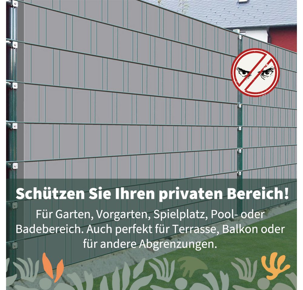 Kingpower Sichtschutzstreifen Sichtschutz PVC Sichtschutzstreifen für Doppelstabmatten Zaun Grau 35m