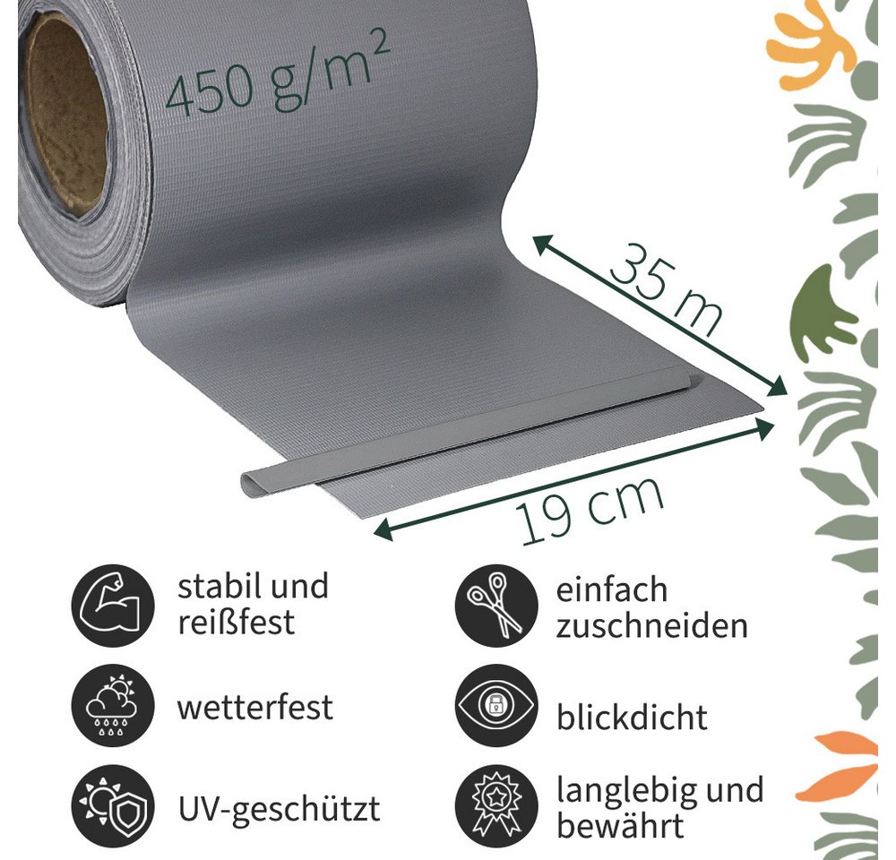 Kingpower Sichtschutzstreifen Sichtschutz PVC Sichtschutzstreifen für Doppelstabmatten Zaun Grau 35m Bild 3