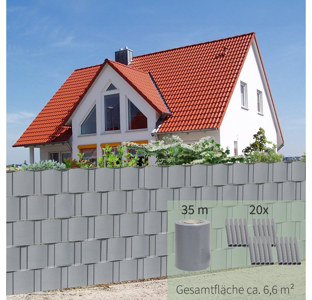 Kingpower Sichtschutzstreifen Sichtschutz PVC Sichtschutzstreifen für Doppelstabmatten Zaun Grau 35m Bild 4