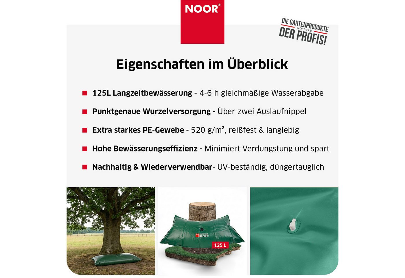 NOOR Bewässerungssystem FROGBAG FATTY 125 Liter - Baumbewässerung XL Fassungsvermögen, (2-tlg), Bewässerungssack für eine nachhaltige und effiziente Bewässerung Bild 2