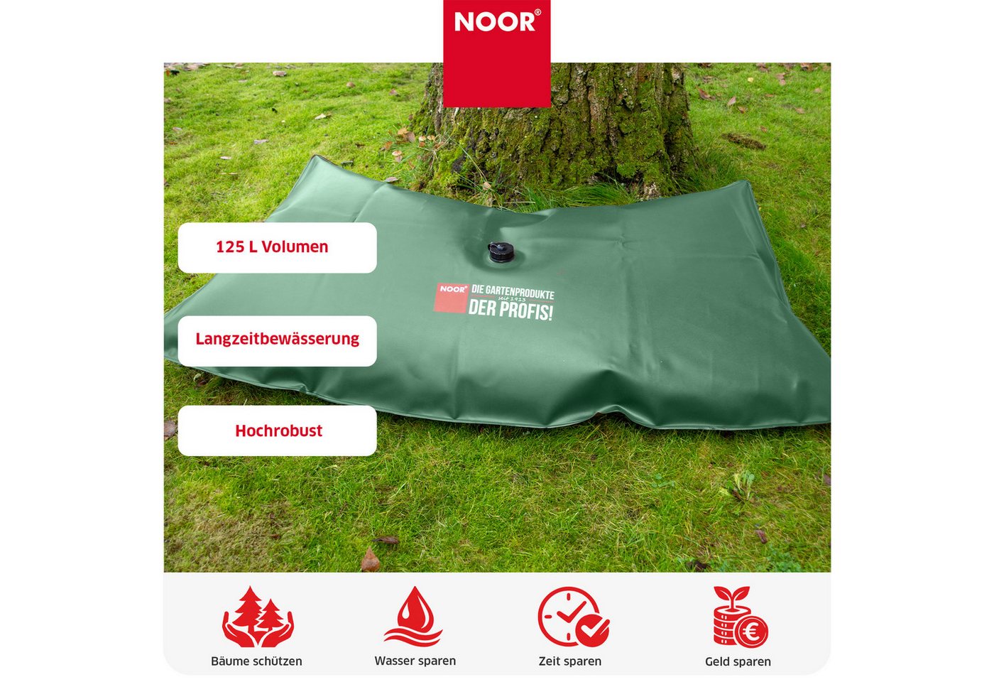 NOOR Bewässerungssystem FROGBAG FATTY 125 Liter - Baumbewässerung XL Fassungsvermögen, (2-tlg), Bewässerungssack für eine nachhaltige und effiziente Bewässerung Bild 5