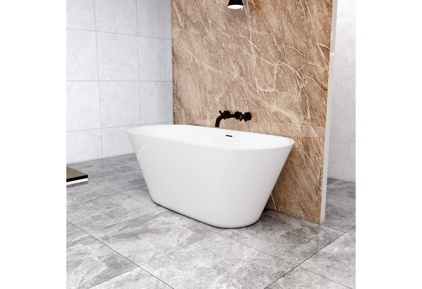 duschspa Badewanne Oval Freistehende Badewanne, weiß, Acrylbadewanne 150x80, (Set) Bild 5