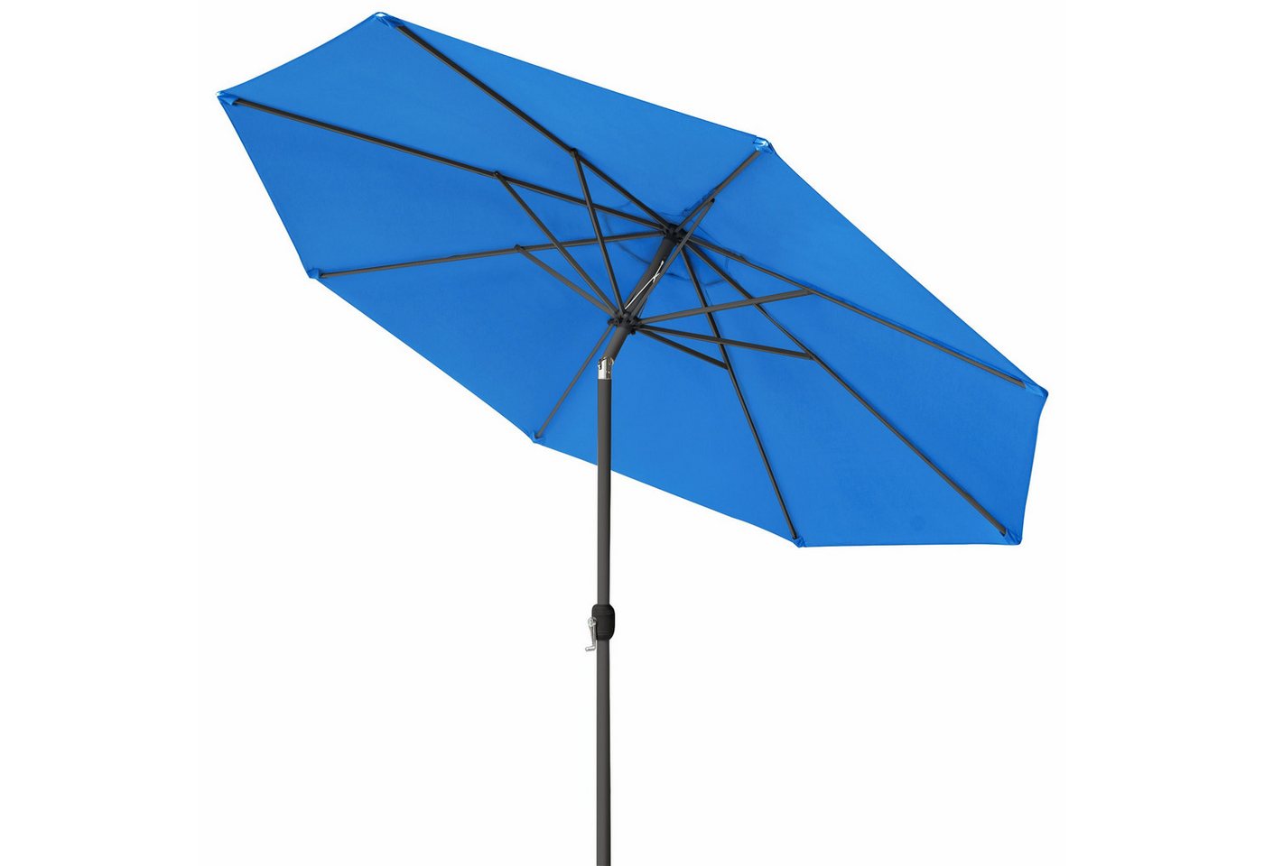 paramondo Sonnenschirm Sonnenschirm 3,5m rund blau Garten Kurbel UV-Schutz Gestell anthrazit, LxB: 350x350 cm, Knickbar & komfortable Kurbelbedienung Bild 4