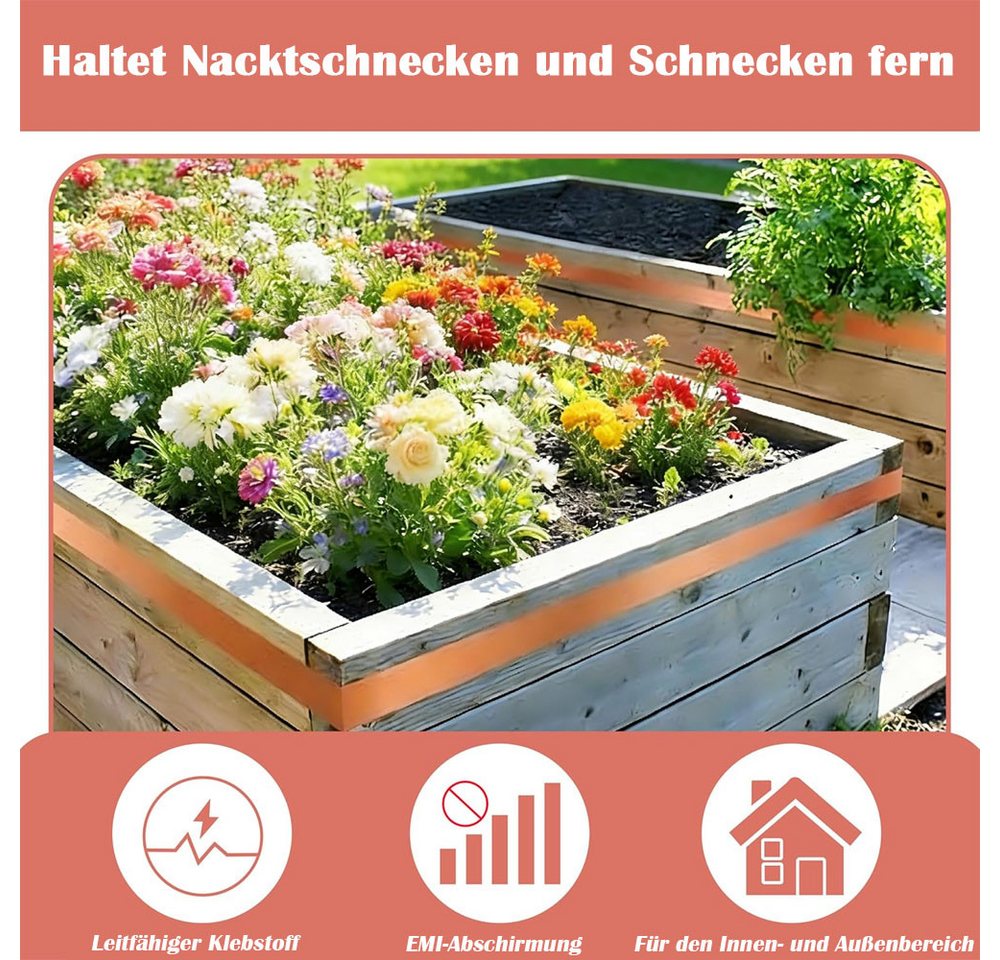 TUWENA Schneckenkante Kupferband Gegen Schnecken 50mm*20M, Selbstklebend EMI Abschirmband, Kupferband Doppelseitig Leitfähig Orte elektromagnetische Abschirmung Bild 2