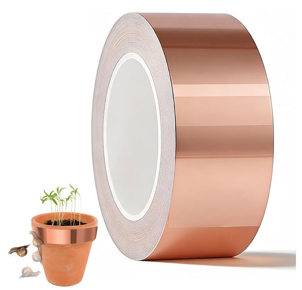 TUWENA Schneckenkante Kupferband Gegen Schnecken 50mm*20M, Selbstklebend EMI Abschirmband, Kupferband Doppelseitig Leitfähig Orte elektromagnetische Abschirmung Bild 3