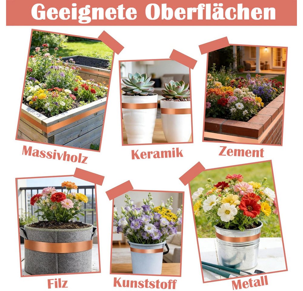 TUWENA Schneckenkante Kupferband Gegen Schnecken 50mm*20M, Selbstklebend EMI Abschirmband, Kupferband Doppelseitig Leitfähig Orte elektromagnetische Abschirmung Bild 4