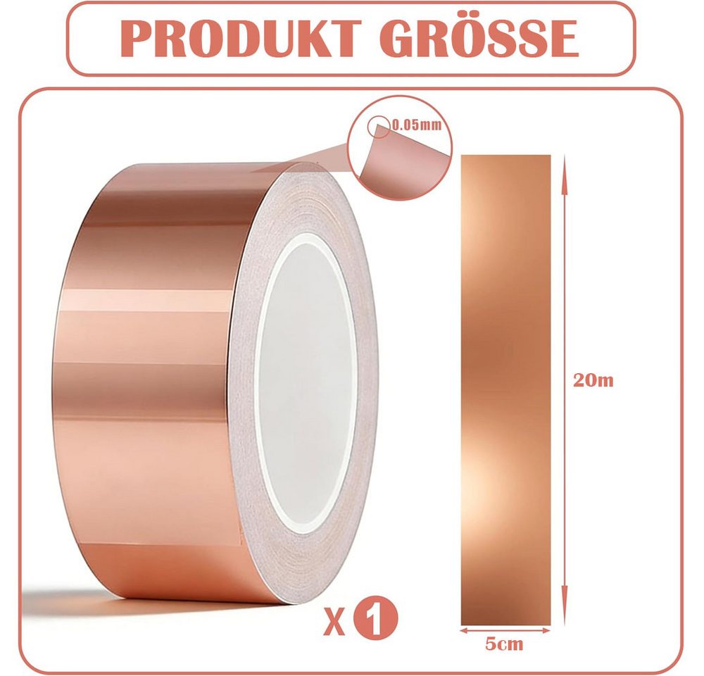 TUWENA Schneckenkante Kupferband Gegen Schnecken 50mm*20M, Selbstklebend EMI Abschirmband, Kupferband Doppelseitig Leitfähig Orte elektromagnetische Abschirmung Bild 5