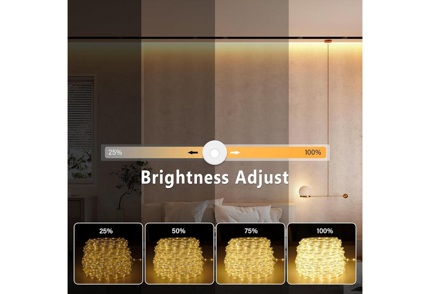 ibettertec LED-Lichterkette 12m mit Stecker & Fernbedienung, 100 LEDs, Warmweiß 8 Modi, Außenbeleuchtung für Garten, Balkon, Terrasse und Feiern Bild 4