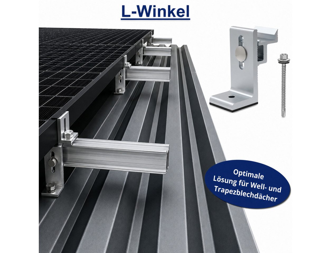 TZIpower Solarmodul-Halterung Solarpanel Halterung Klick-System Wellblechdach Ziegeldach PV Solar, (Easy Klick - System)