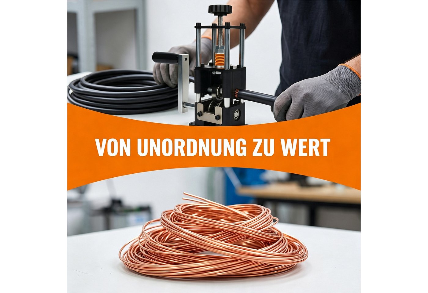 AKKEE Abisolierzange Manuelle Kabelschälmaschine Elektrisch mit Federverstellung, 3 Abisolieröffnungen für Kabelquerschnitte von 0,5–1,0 mm²